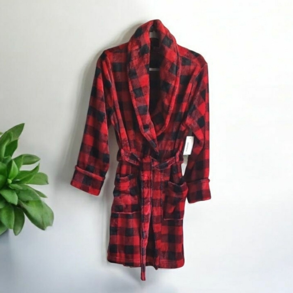 Sonoma Fleece Red & Black Plaid Robe Size X-Small